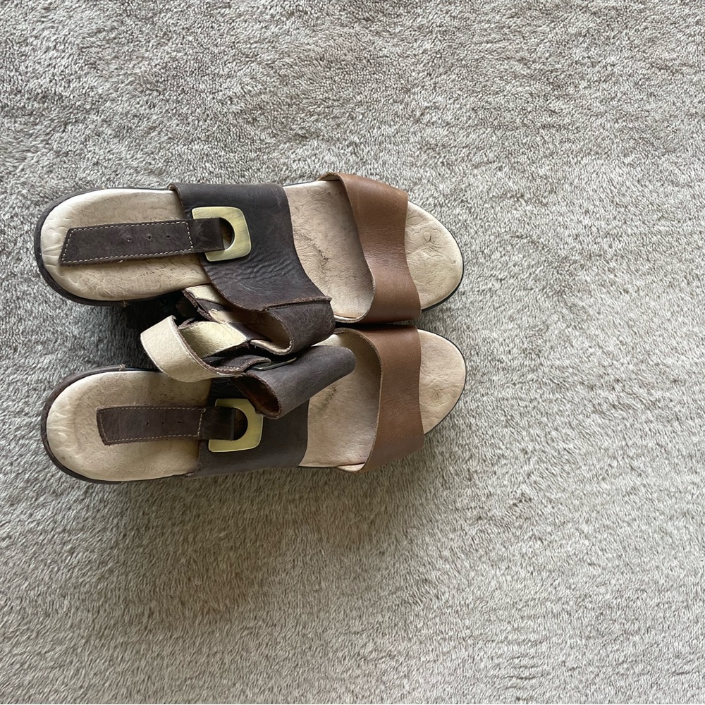 Brown and Tan Sandals Wedge